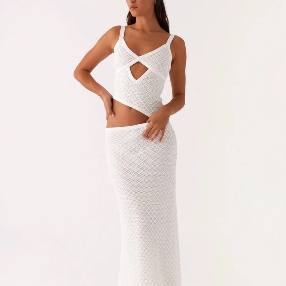 Peppermayo White Crochet Cutout Dress